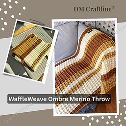 100% Pure Merino Wool Crochet WaffleWeave Ombre Throw - Housewarming Presents, Luxury Textured Warmth in Elegant Gradient Hues