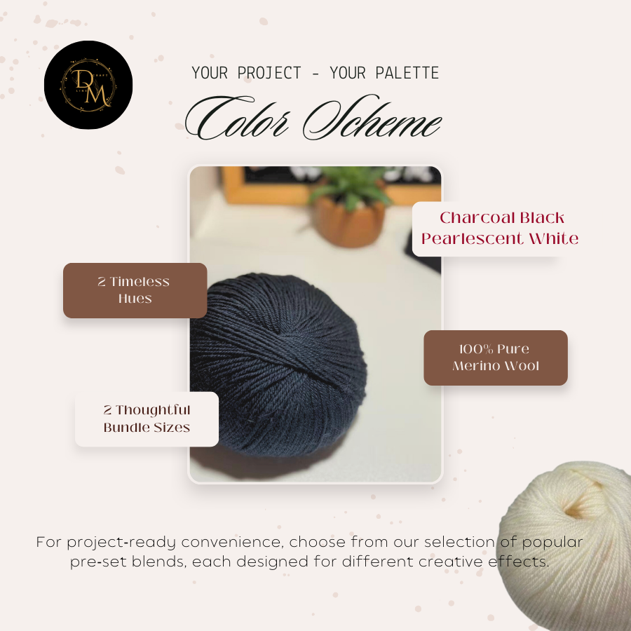 Thumbnail: Pure Merino Wool Color Bundle: Charcoal Black + Pearlescent White