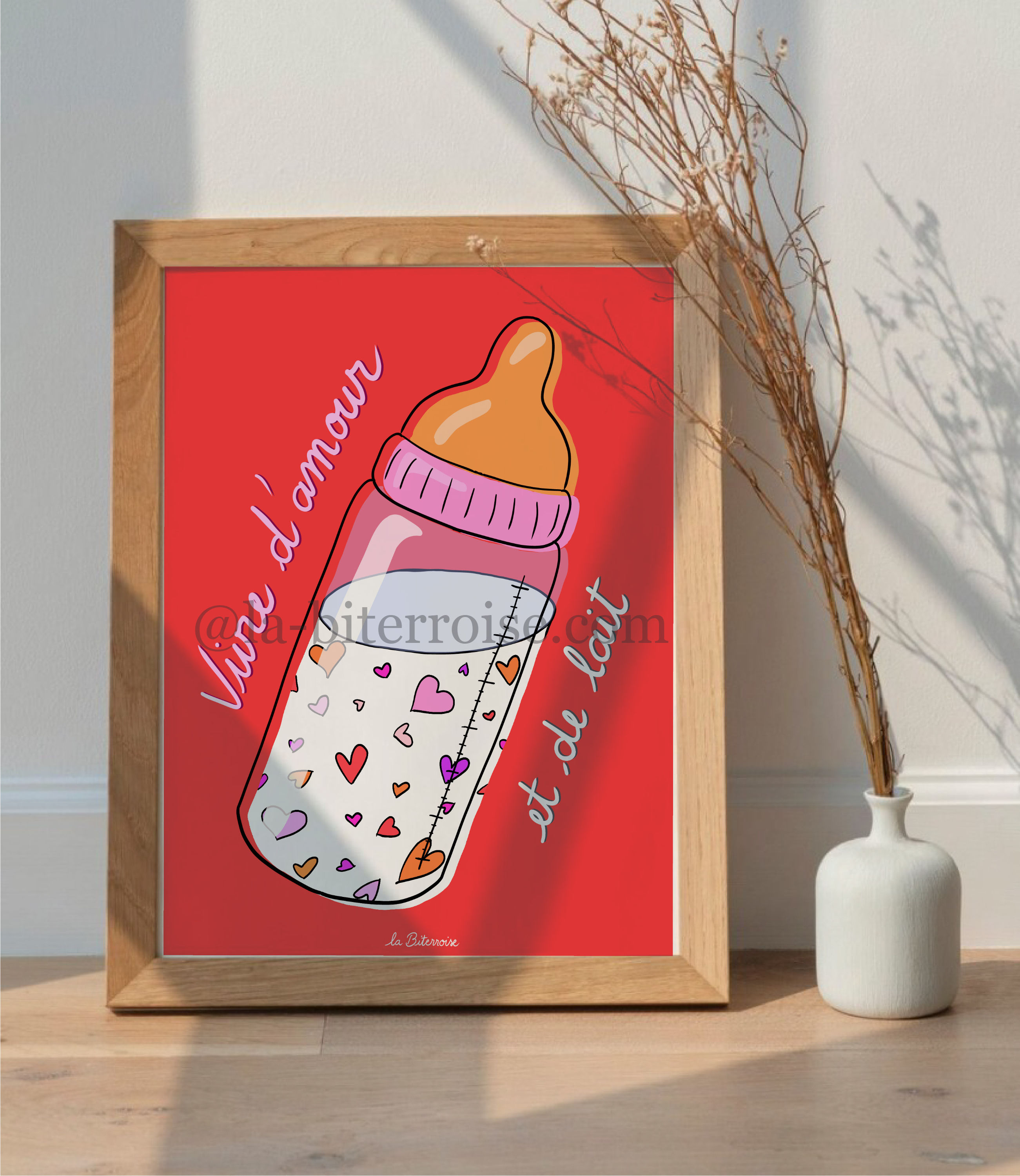Affiche / Carte Biberon "Vivre d'Amour et de Lait "