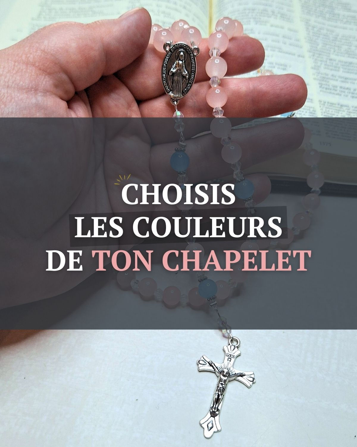 Chapelet personnalisé fait main avec perles de verre en Alsace