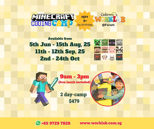 Childrens Worklab Minecraft Coding September and October Holiday Camps 2025