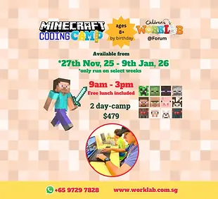 Childrens Worklab Minecraft Coding Year-end Christmas and January Holiday Camps 2025-26