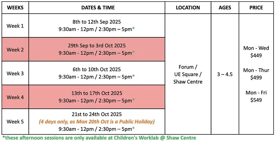 Childrens Worklab Sep Oct Holiday Camps 2025 myCamp JR