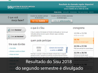 Resultado do Sisu 2018 do segundo semestre é divulgado