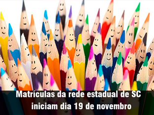 Matrículas da rede estadual de SC iniciam dia 19 de novembro