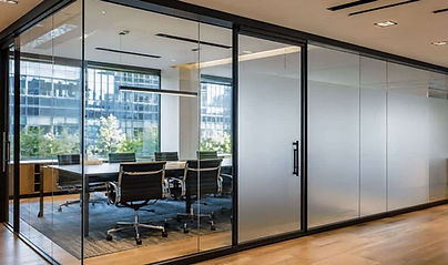 Modern office conference room with cloaking window film in Radcliff, KY. Cloaking window film adds privacy and a sleek professional look to modern office spaces in Radcliff, KY.