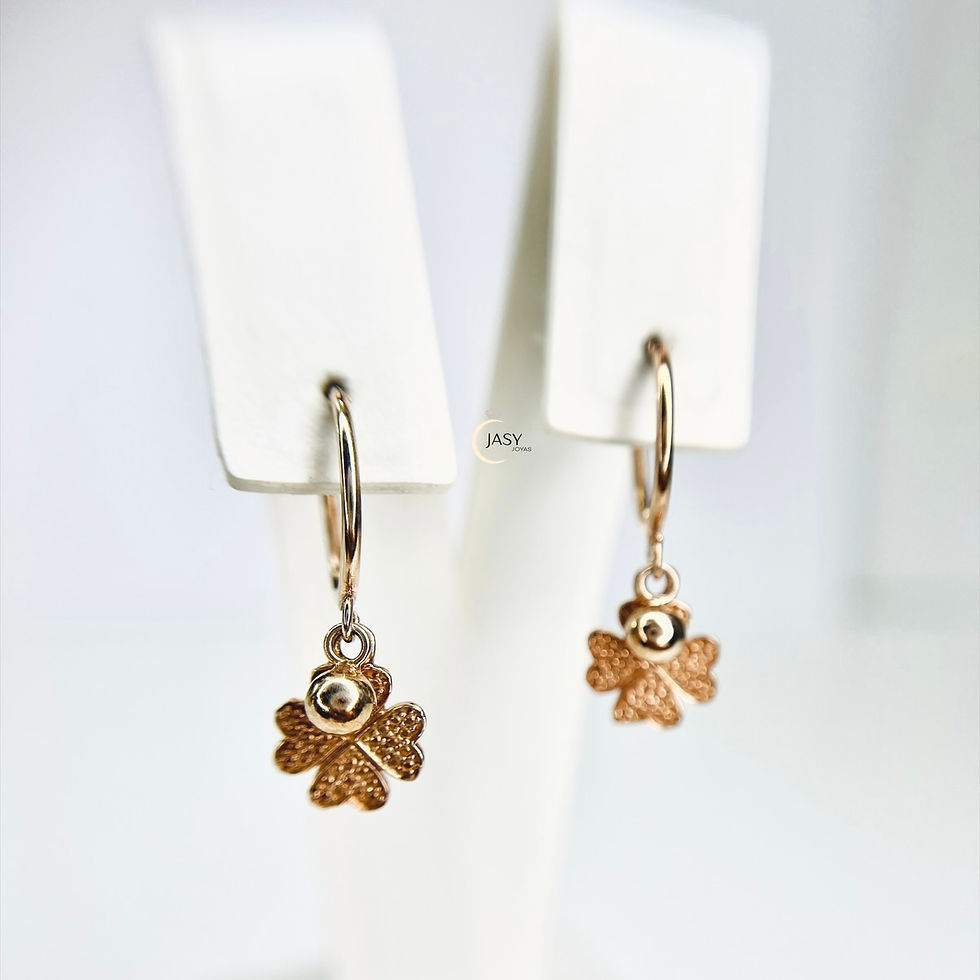 Aros trébol rose gold