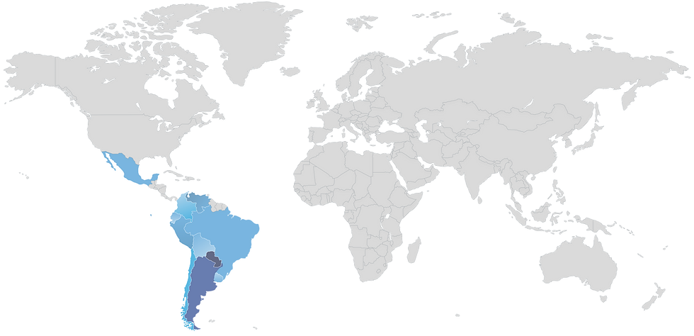 Mapa de cobertura de Gumma en Argentina y Latinoamérica
