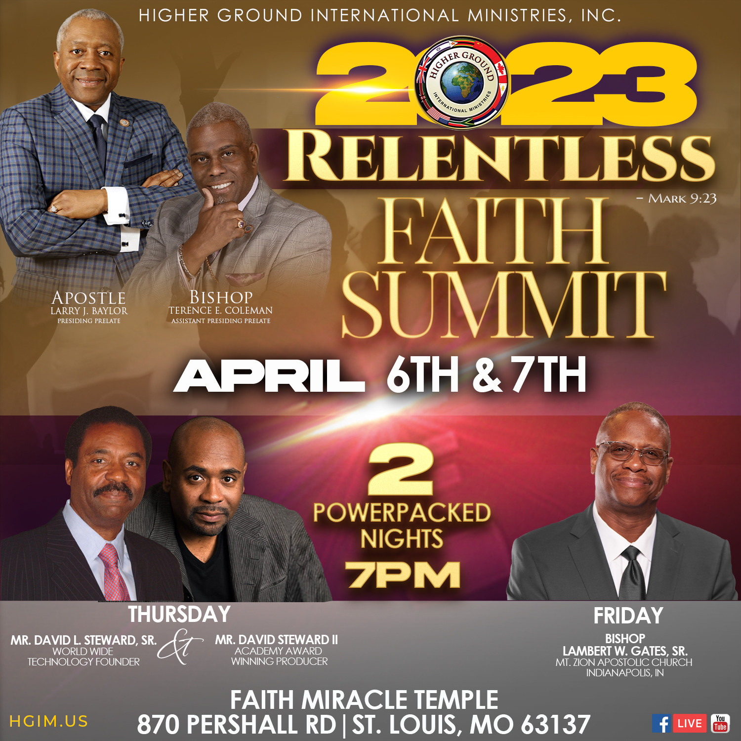 Higher Ground International Ministries 2023 Relentless Faith Summit