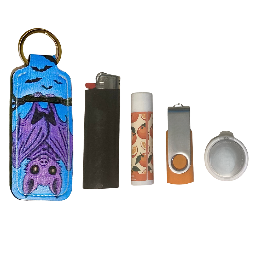 Thumbnail: Hanging Bat Chapstick Holder Keychain | Bat Lovers Neoprene Lip Balm Holder