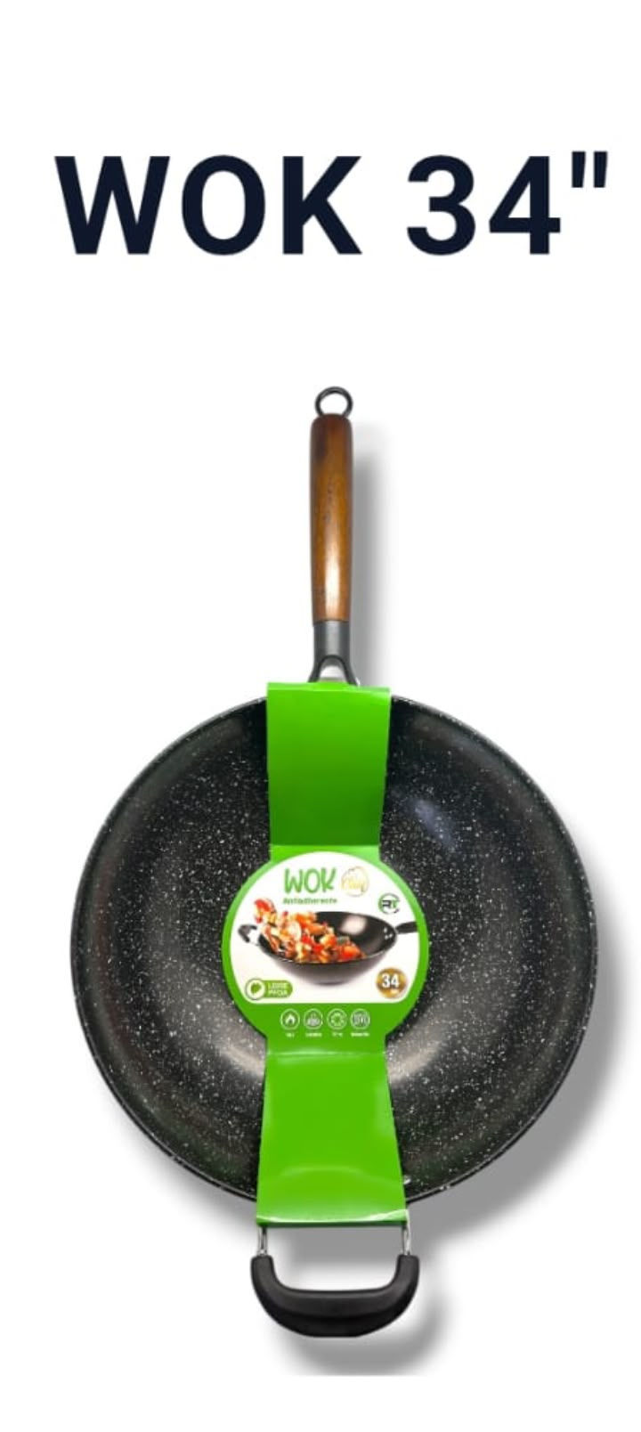 Sartén Wok Antiadherente 34 cm Efecto Piedra