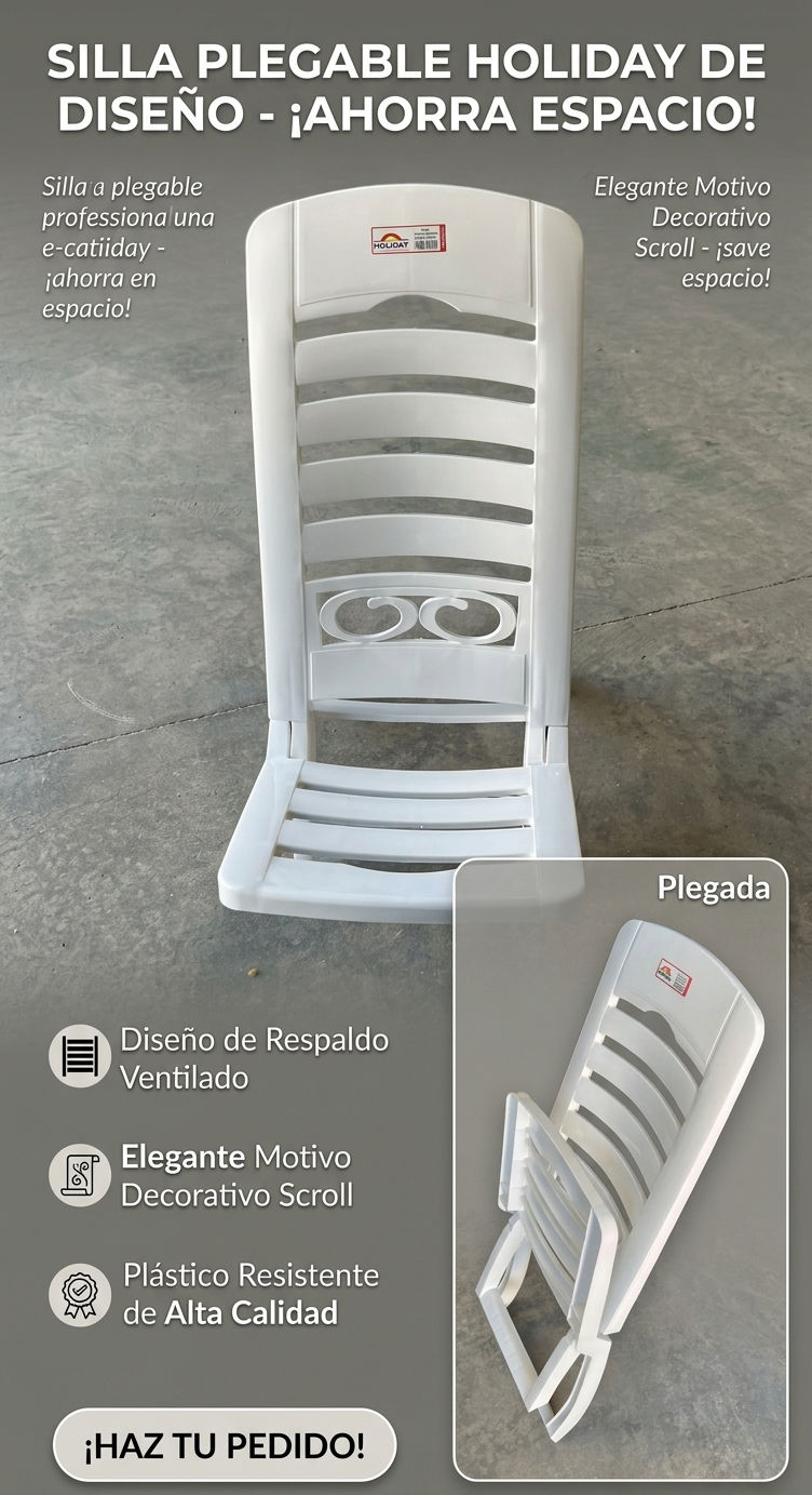 Silla Plegable de Jardín en Resina Blanca Marca Holiday