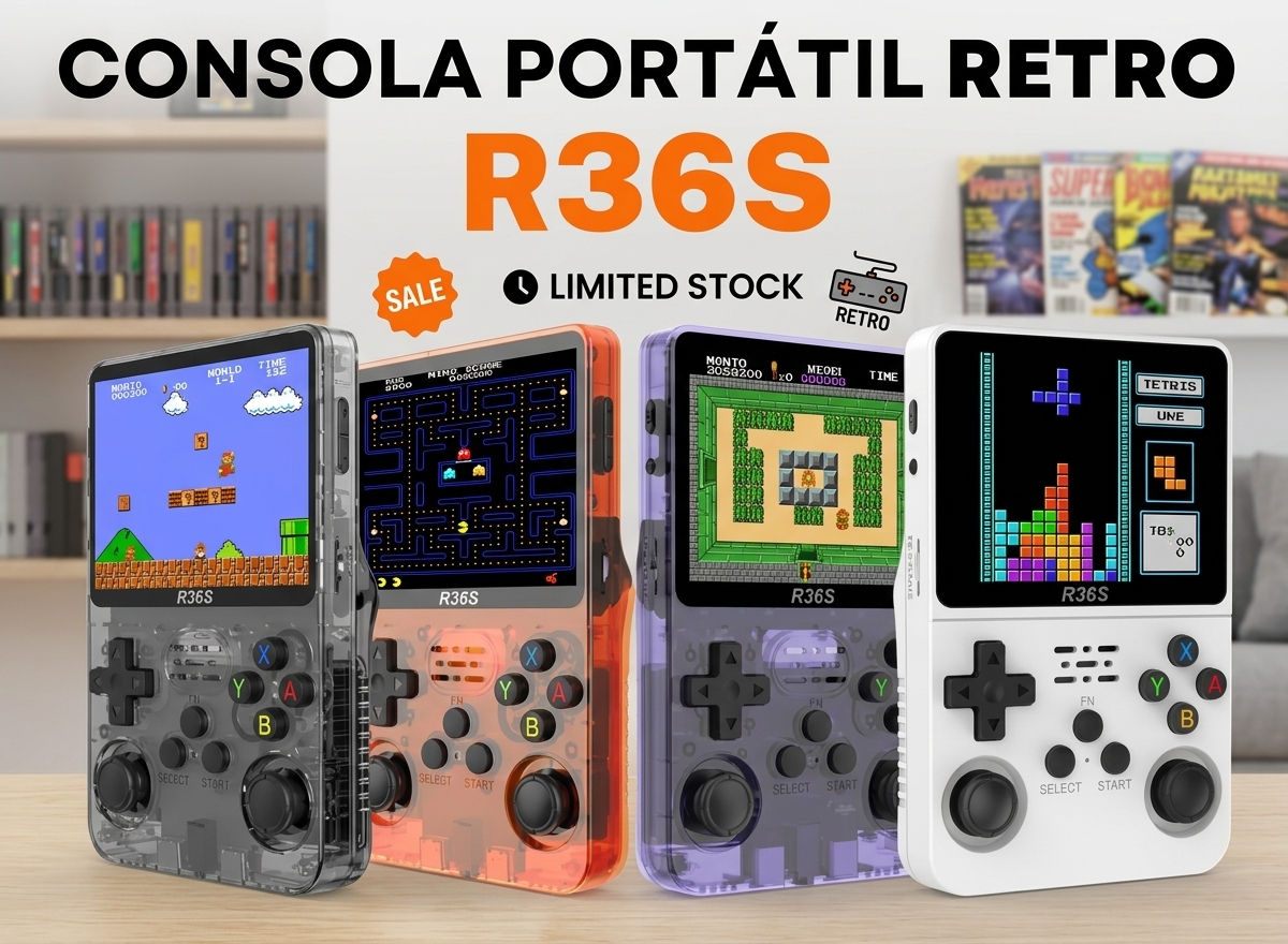 Consola Portátil Retro R36S Pantalla IPS 3.5" (Miles de Juegos Clásicos)