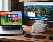 MACBOOK AND APPLE STUDIO SIDE BY SIDE.jpg. Apple Macbook Pro Air Nano Repair Brentwood, Apple Mac Mini Studio Repair Brentwood