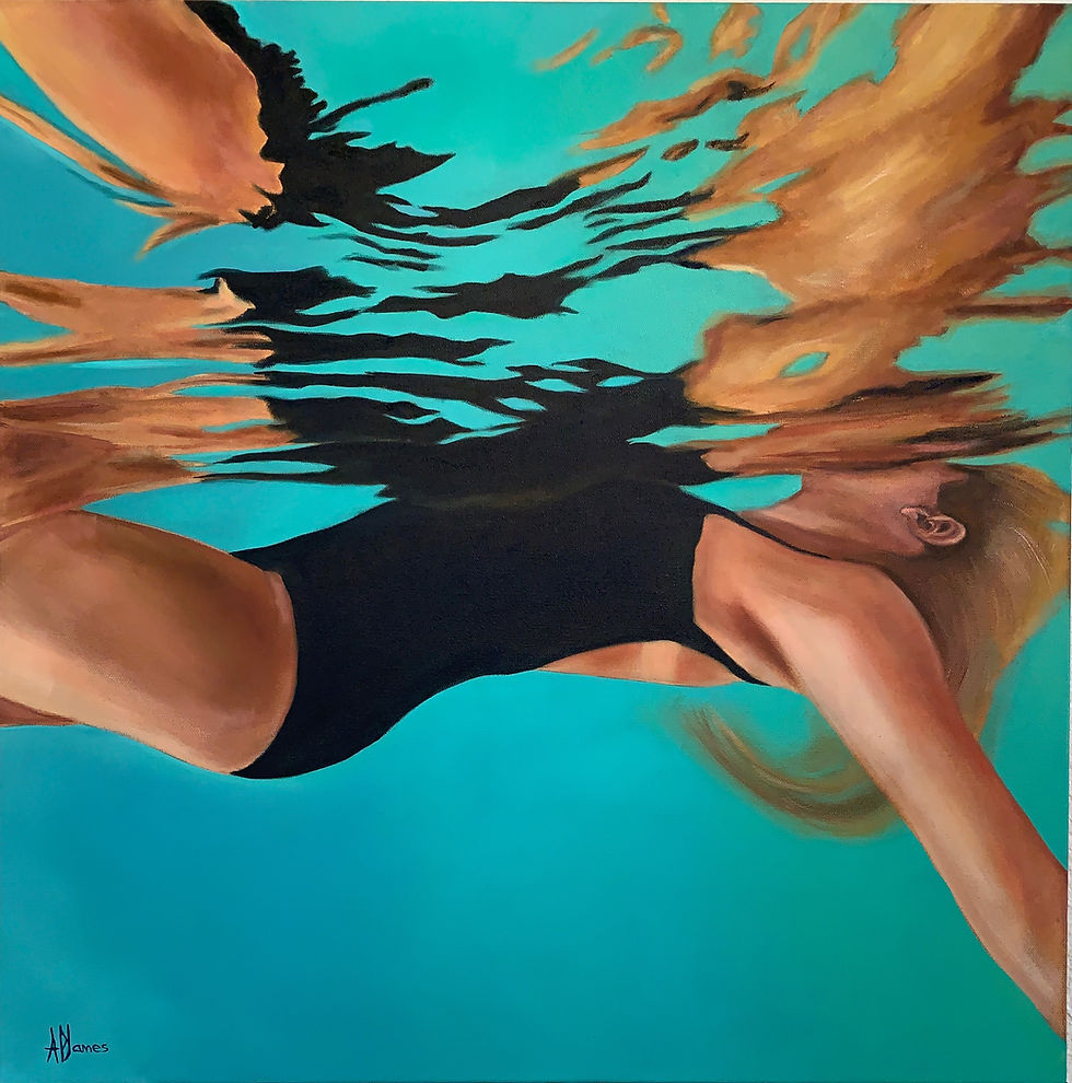 Surfacing in Black was my first water painting and the beginning of my series 'Coming up for Air'. This piece was a breakthrough in  every way.