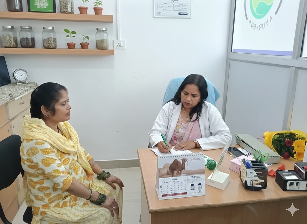 Ayurveda doctor consulting with a patient