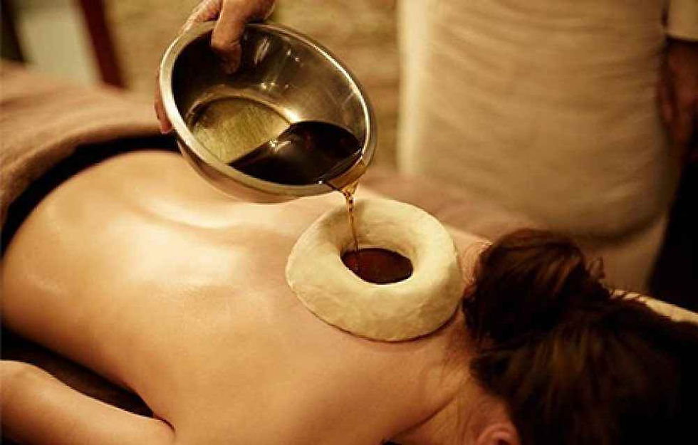 Oil poured into dough ring for back therapy