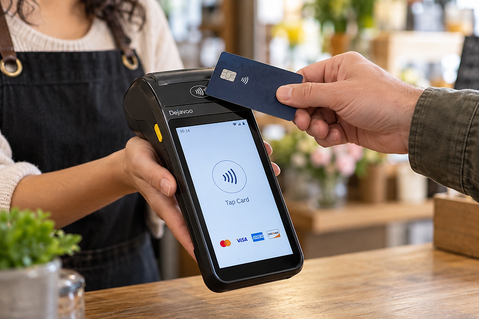 Customer using a contactless payment terminal for a smooth payment experience