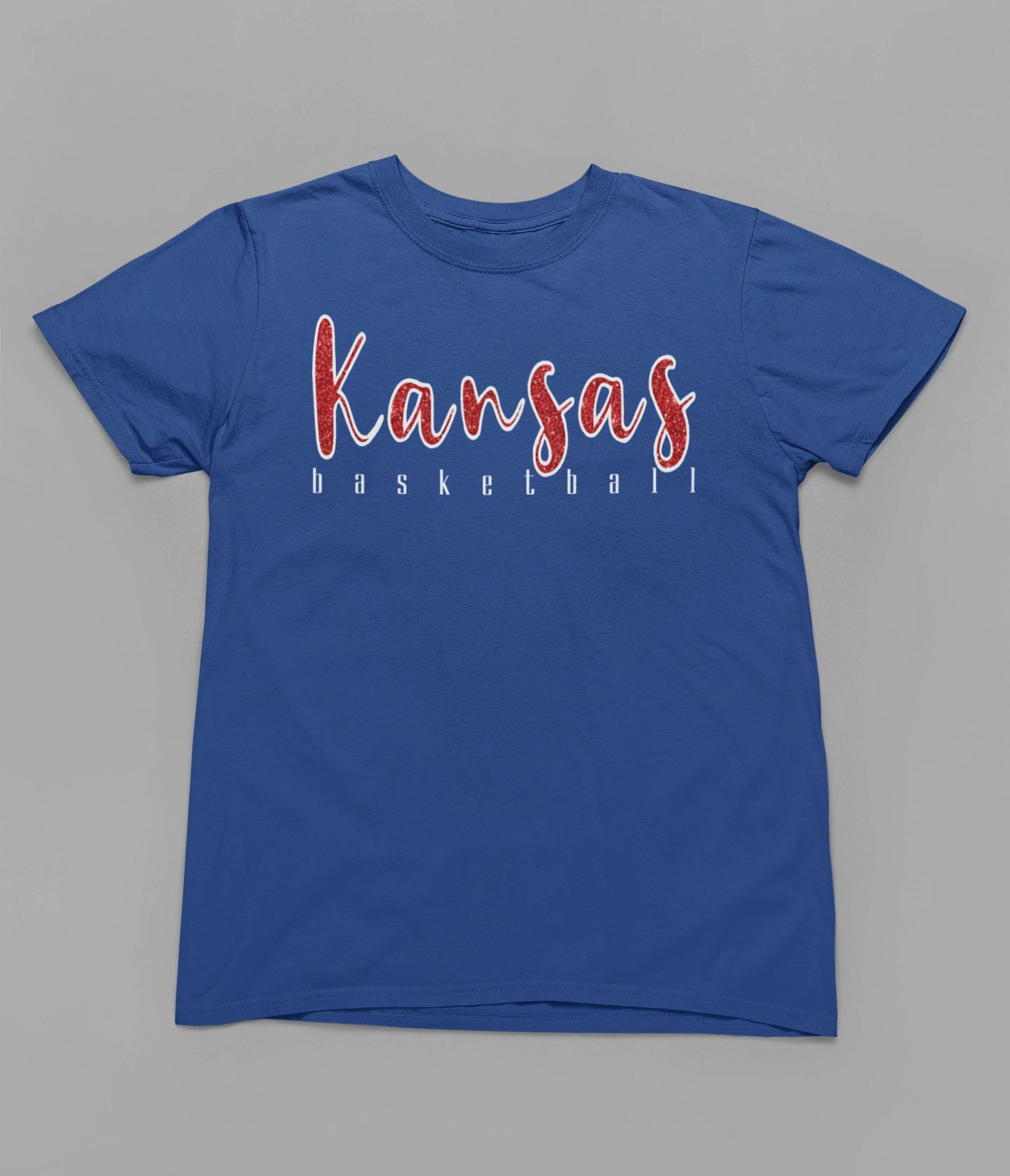 Kansas Basketball Faux Glitter Tshirt or Sweatshirt