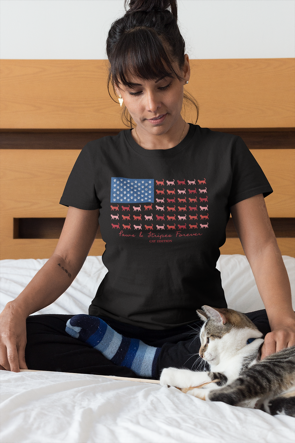 Thumbnail: Paws And Stripes Forever Cat Edition Tshirt