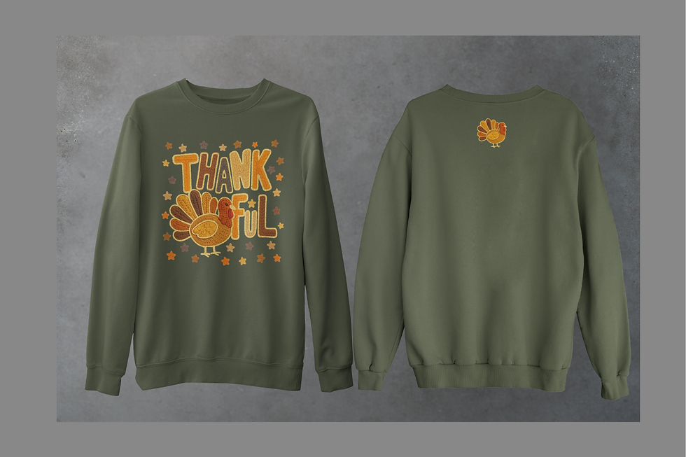 Thumbnail: Thankful Faux Yarn Turkey Sweatshirt
