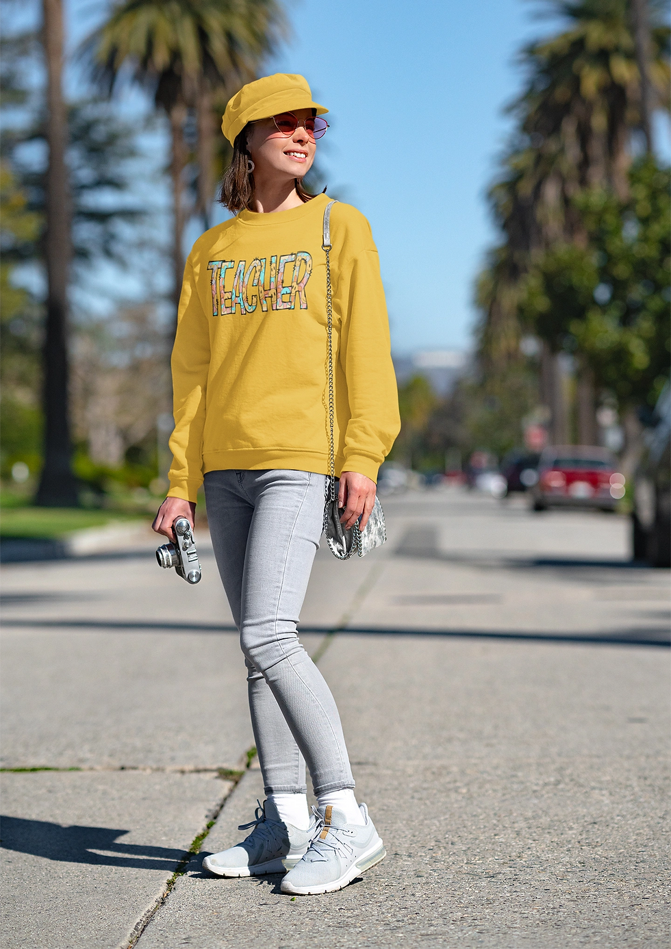 Thumbnail: Teacher Smiley Faces Sweatshirt