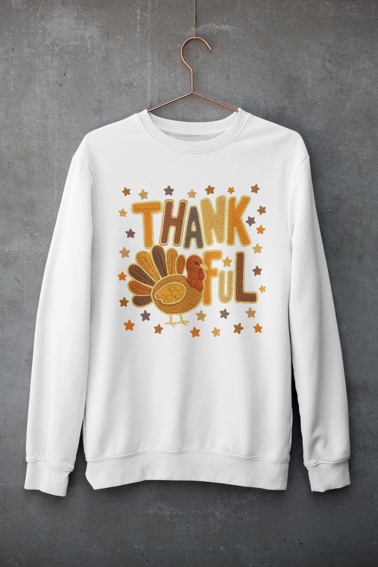 Thankful Faux Yarn Turkey Sweatshirt
