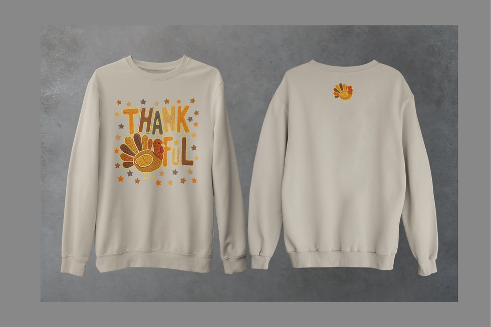 Thumbnail: Thankful Faux Yarn Turkey Sweatshirt