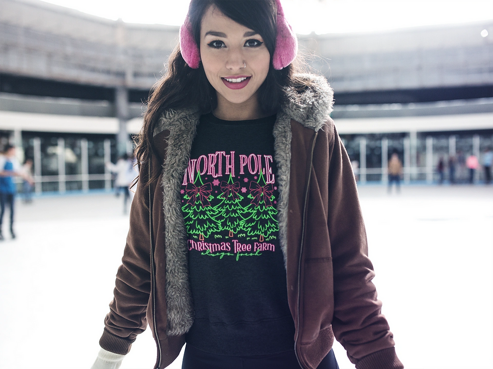 Thumbnail: Neon North Pole Christmas Tree Farm Tshirt or Sweatshirt
