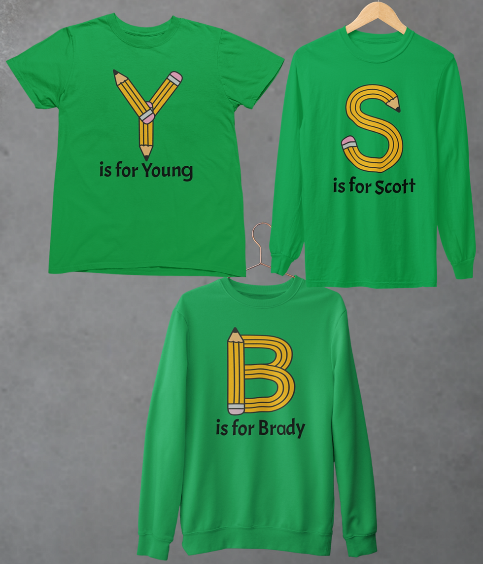 Thumbnail: Name Pencil Letter Tshirt or Sweatshirt