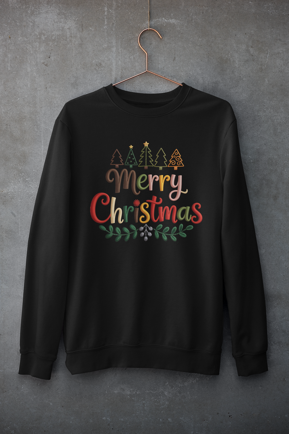 Thumbnail: Faux Embroidery Merry Christmas Tshirt or Sweatshirt