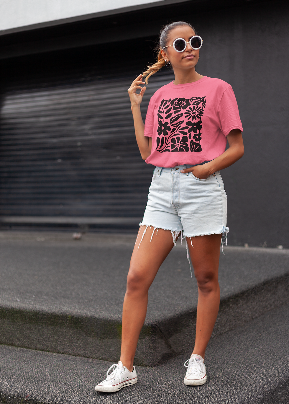 Thumbnail: Retro Black Flowers Tshirt or Sweatshirt