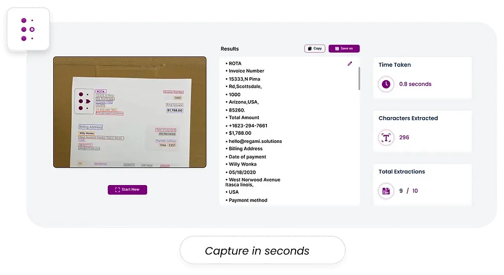Mobile OCR module capturing instant text via camera for field operations.