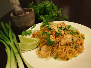 Healthy Twist on Pad Thai made with spaghetti squash.