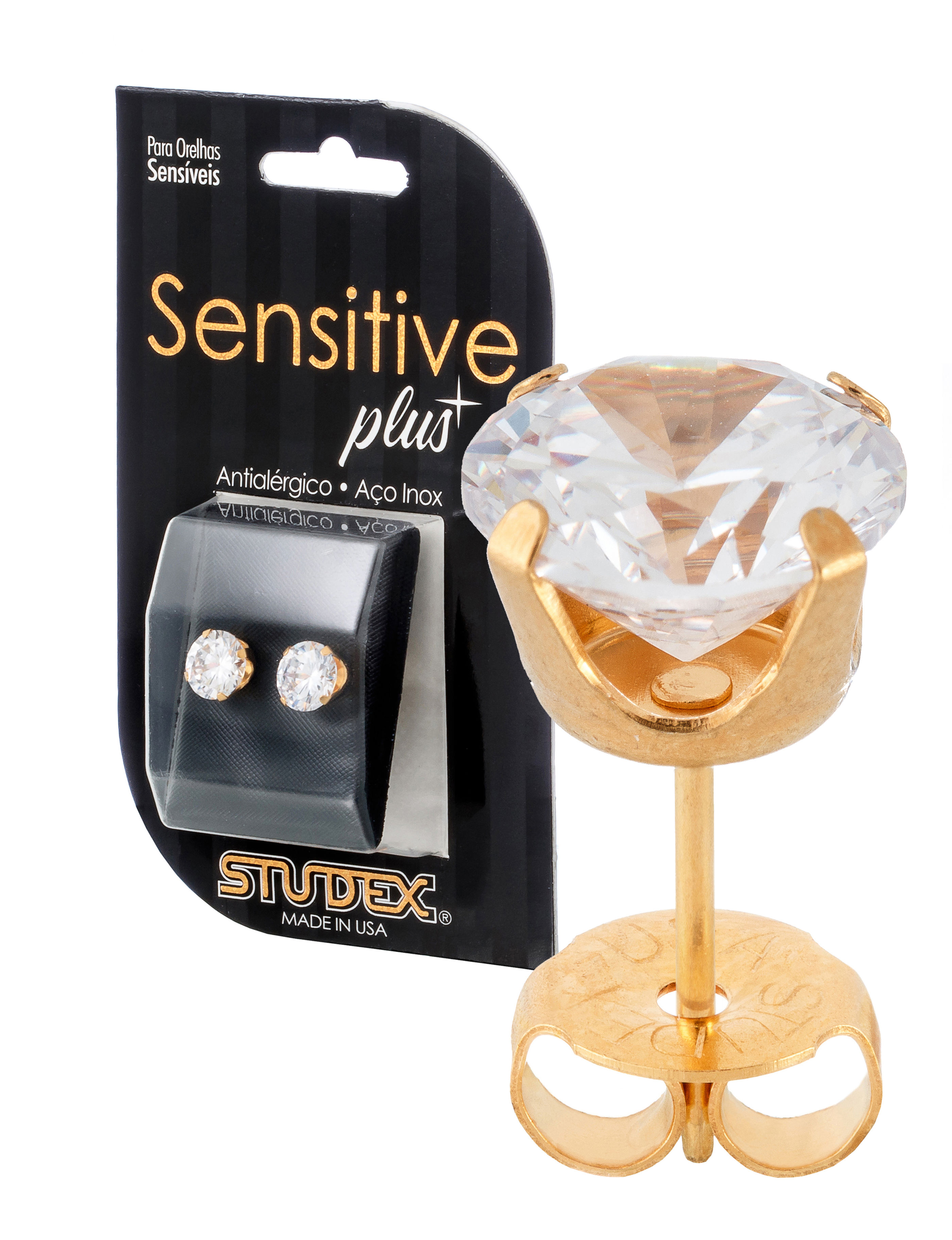 SensitivePlus ZIR8Y - Garrinha Cristal Dourado 8mm