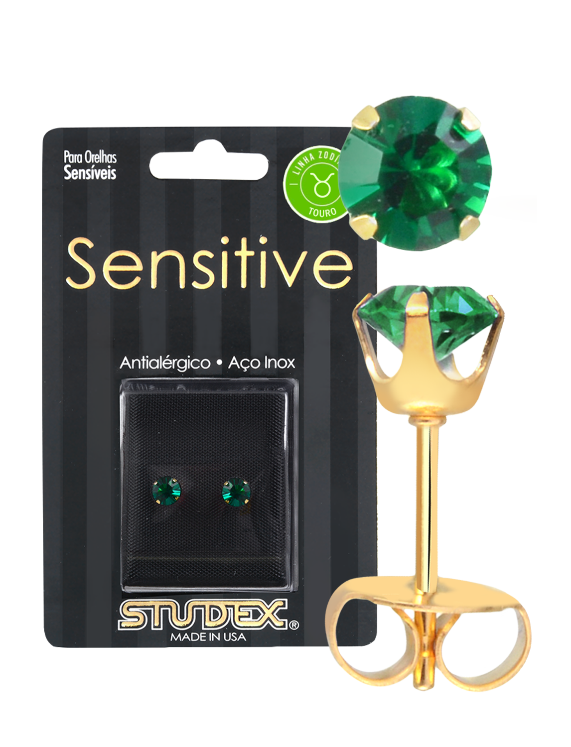 S785Y SENSITIVE HORÓSCOPO - TOURO TIFFANY ESMERALDA VERDE ESCURO 5MM