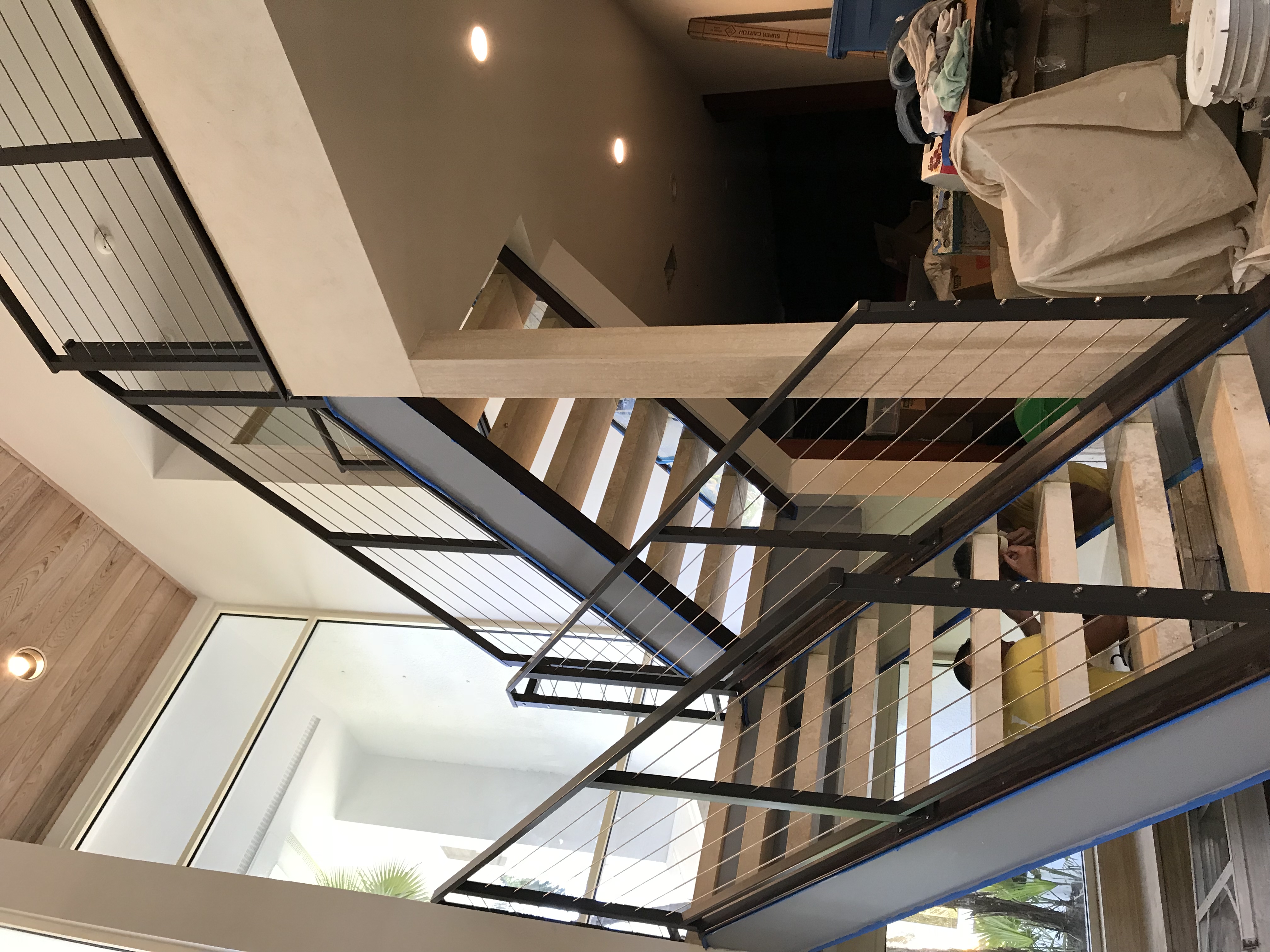 Interior 316 stainless steel cable railing system with bronze powder coating