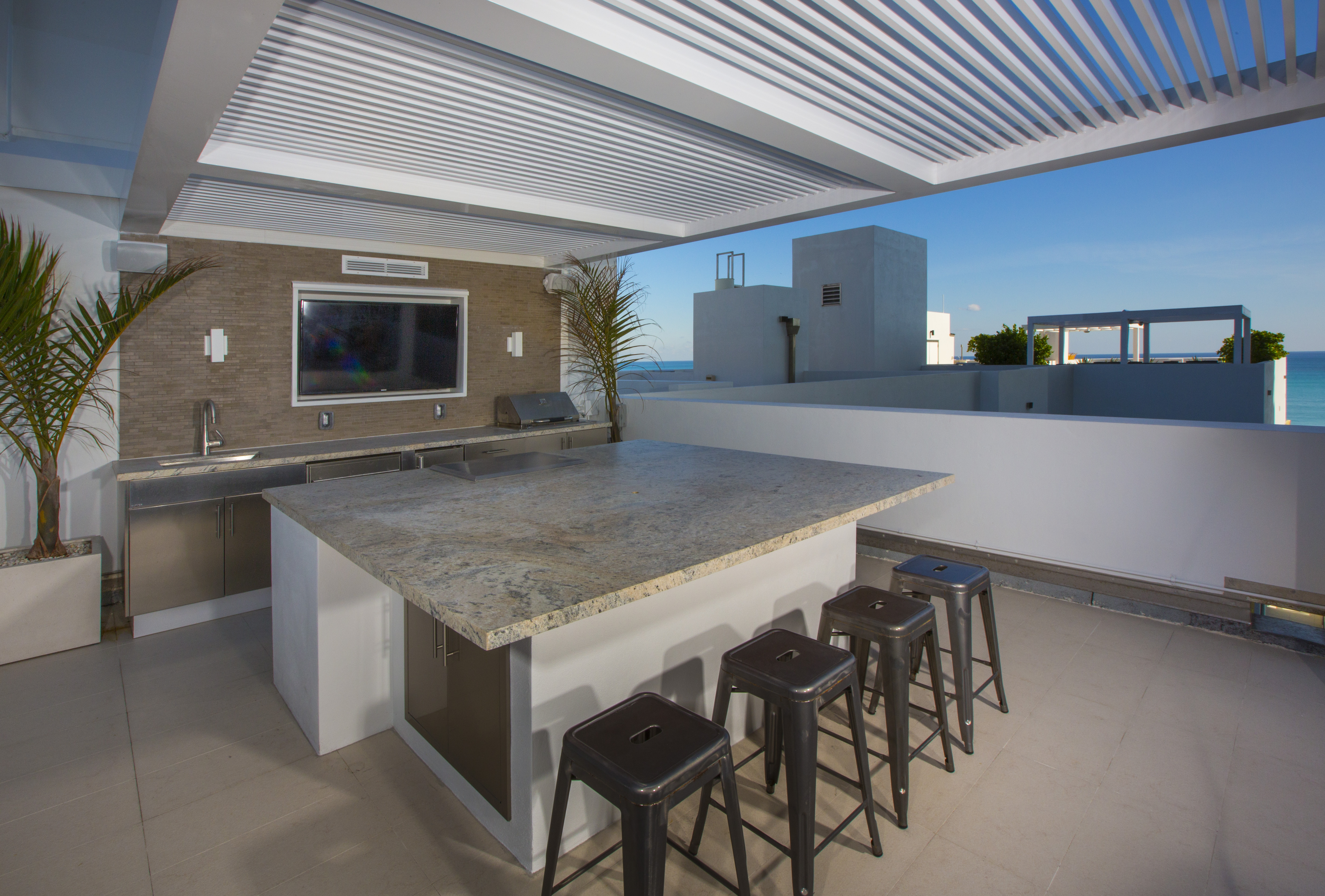 Aluminum pergola, The Caribbean private penthouse rooftop