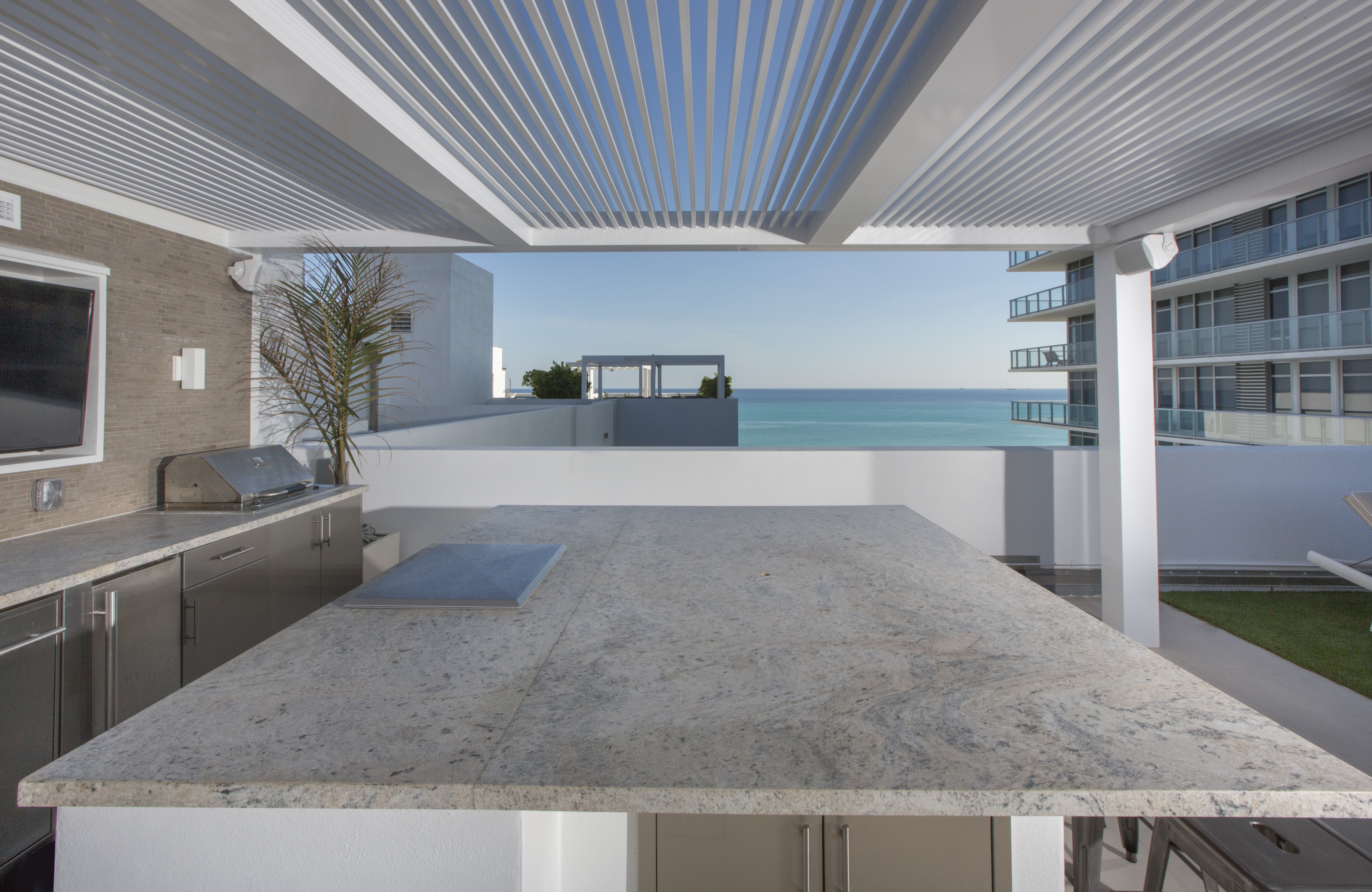 Aluminum pergola detail, Caribbean penthouse