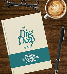 Cover of the Daily Dopamine Dive Deep guided journal featuring 72 prompts for self-reflection, personal growth, and visualization.