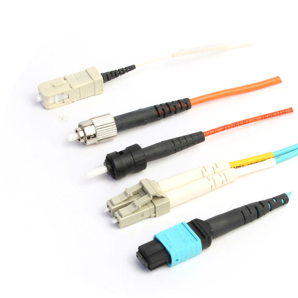 Indoor fiber optic cable assemblies with multiple connector types for high-performance network connectivity