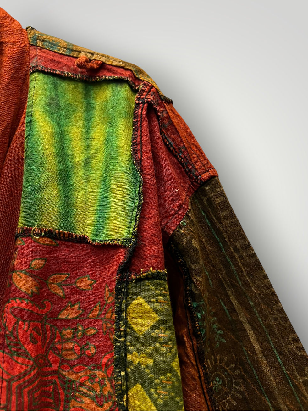 Thumbnail: Boho Ethnic Patchwork Ζακέτα-Κιμονό με Κρόσσια