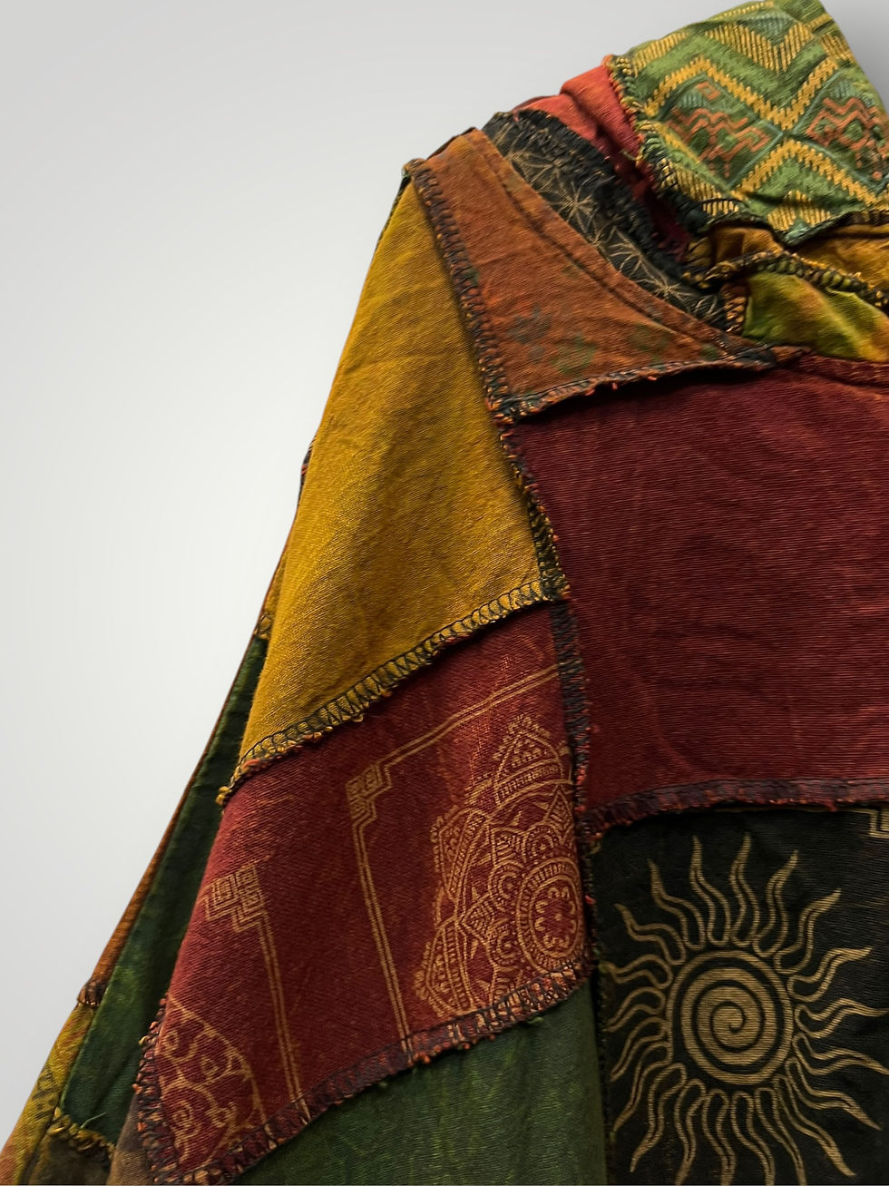 Μικρογραφία: Boho Patchwork Ζακέτα με Κουκούλα