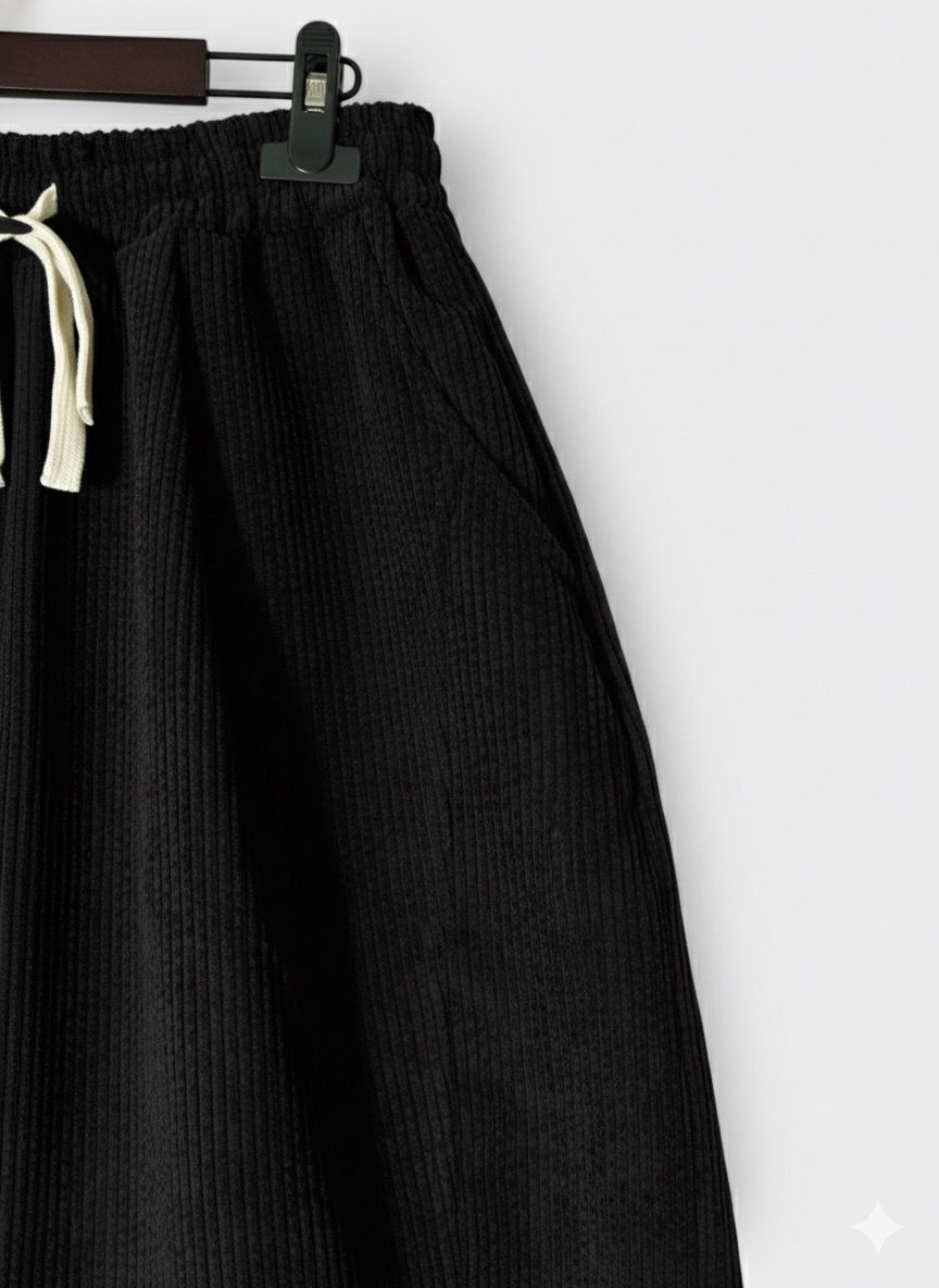 Thumbnail: Warm Corduroy Pants with Elastic Waist