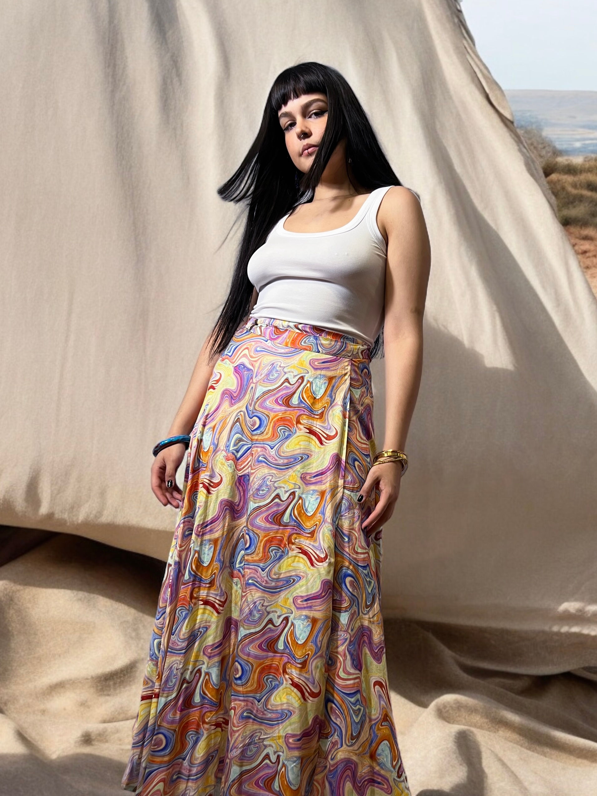 Κρουαζέ Φούστα με Αφηρημένο Μοτίβο