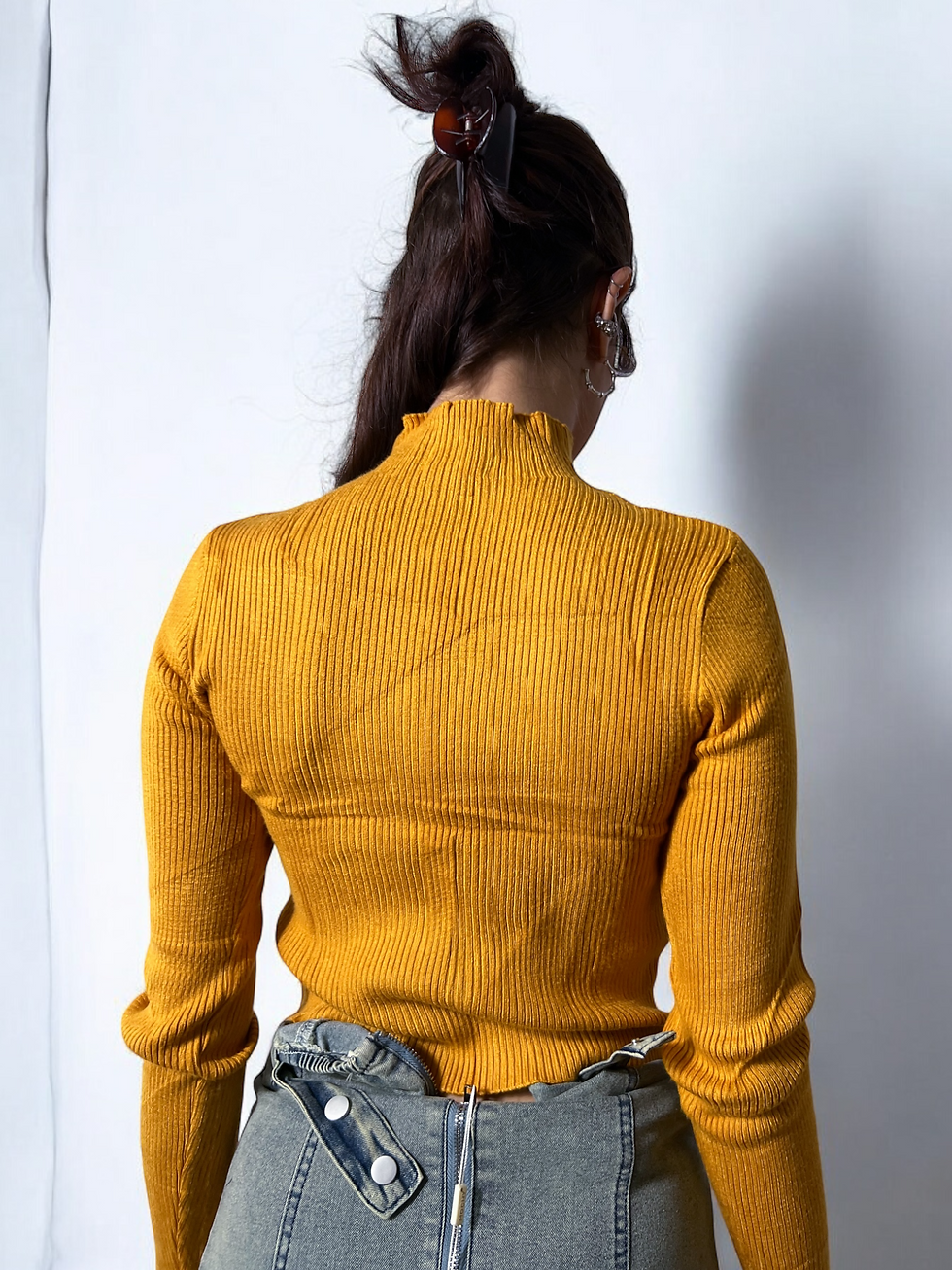 Thumbnail: Long Sleeve Crop Top with Zipper