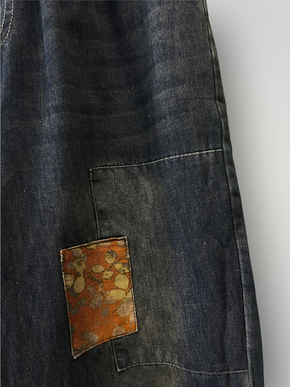 Thumbnail: Baggy Dark Jeans with Floral Patches & Ripped
