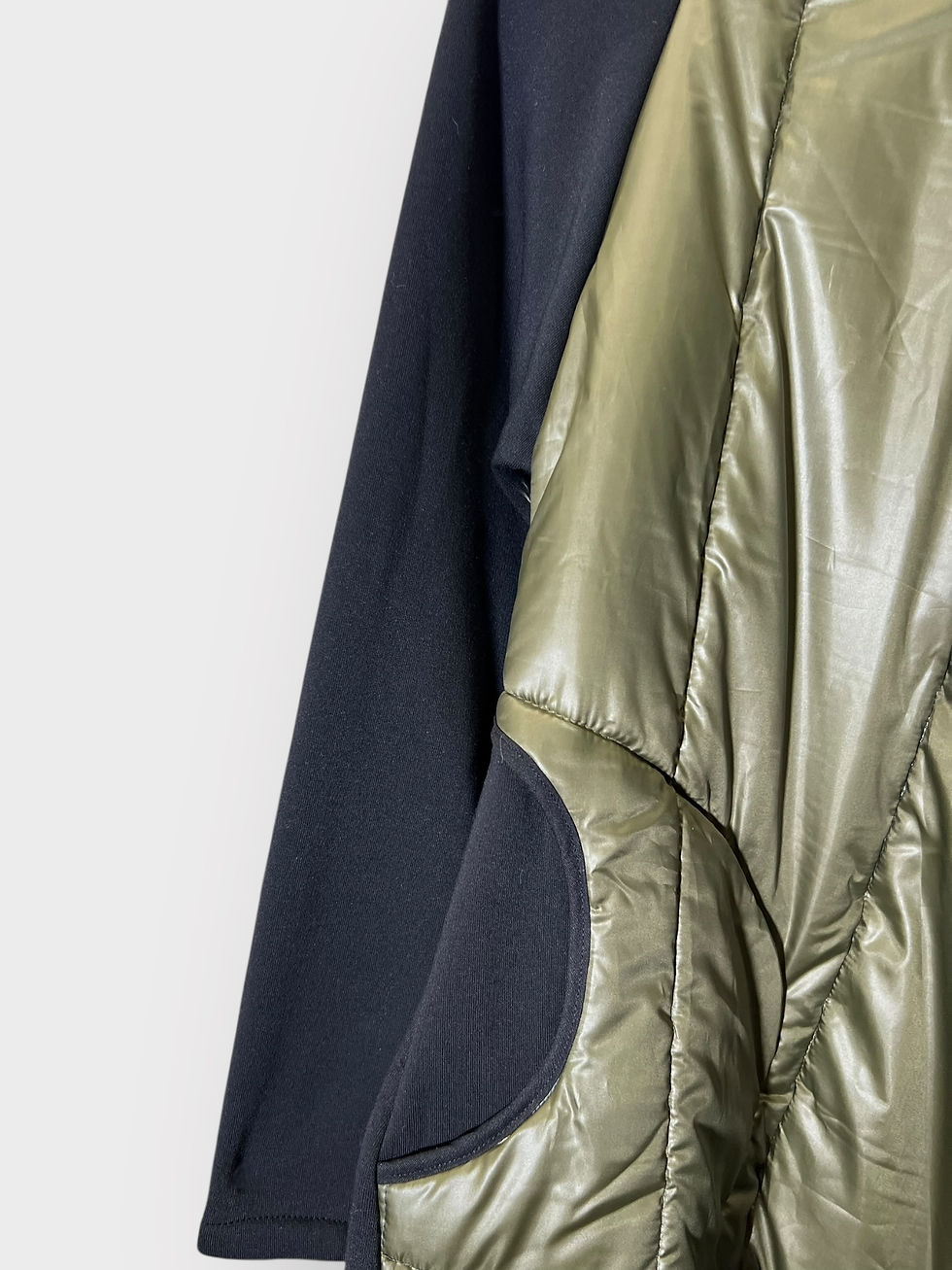 Thumbnail: Long Jacket with Quilted Front and Oblique Zipper