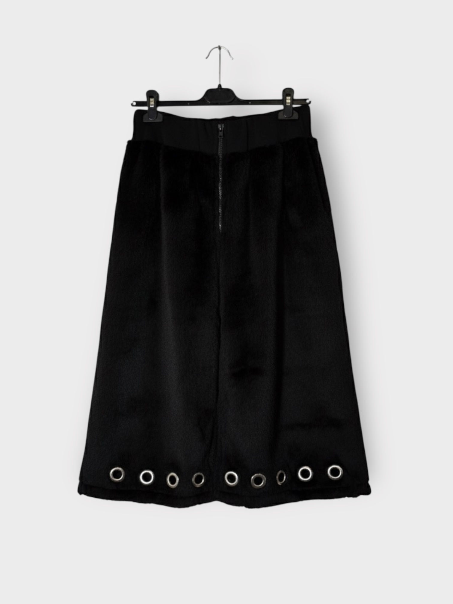 Faux Fur Φούστα με Φερμουάρ και Διακοσμητικούς Κρίκους 