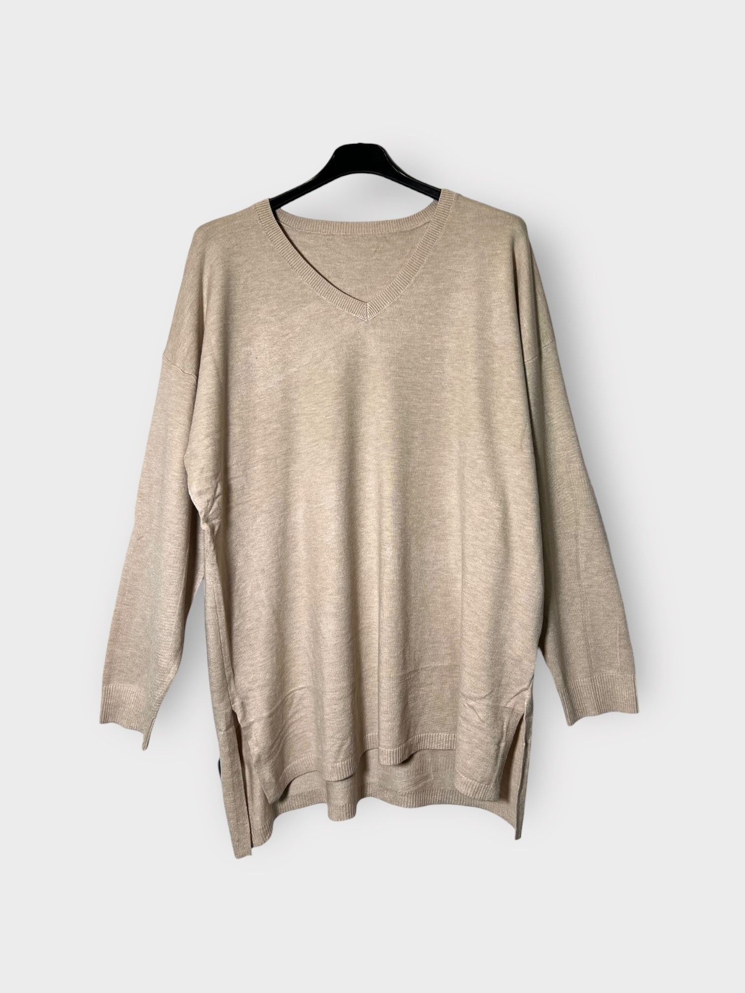 Oversized Πλεκτή Μπλούζα με V Λαιμόκοψη